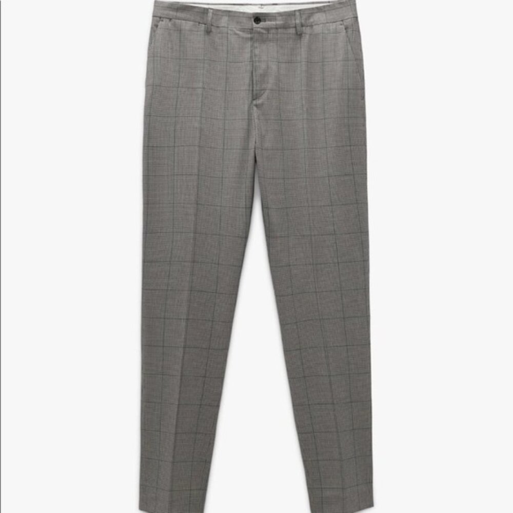 ZARA Man PLAID SUIT PANTS Grey SZ. 32 - Picture 1 of 6